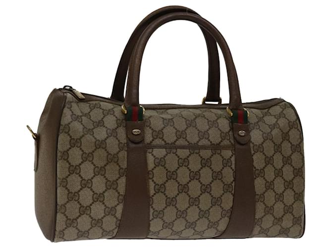 GUCCI GG Supreme Web Sherry Line Hand Bag PVC Beige Red Green Auth bs12736 Cloth  ref.1320195