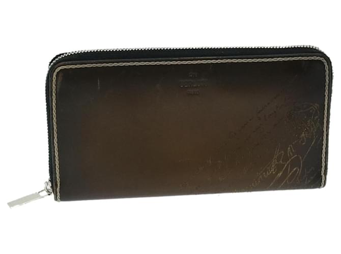 Berluti Calligraphy Long Wallet Leather Brown Auth am5861  ref.1320218