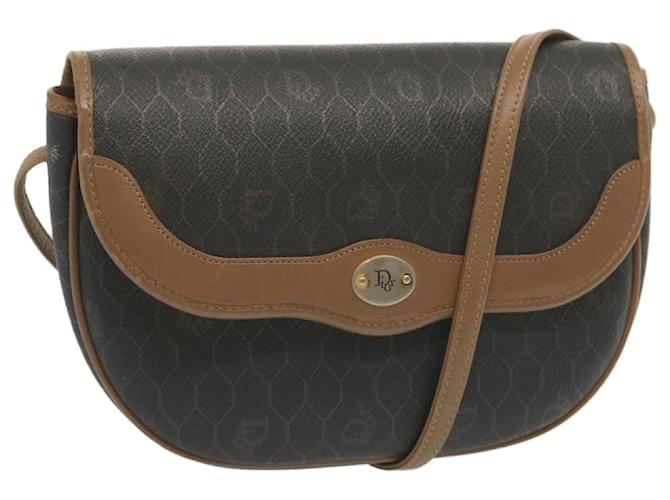 Christian Dior Honeycomb Canvas Shoulder Bag PVC Leather Black Auth bs12731  ref.1320222