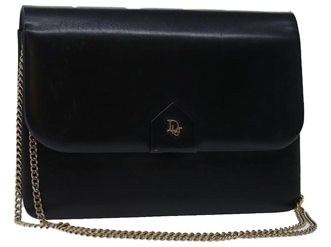 Christian Dior Chain Shoulder Bag Leather Black Auth 69404  ref.1320227