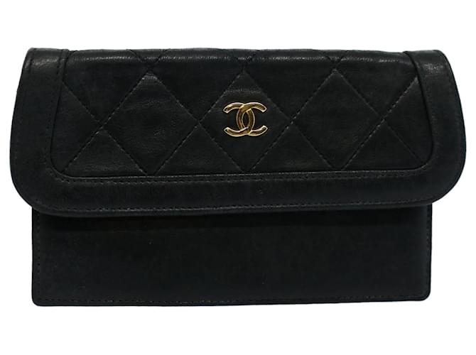 CHANEL Pouch Lamb Skin Black CC Auth bs10210  ref.1320235