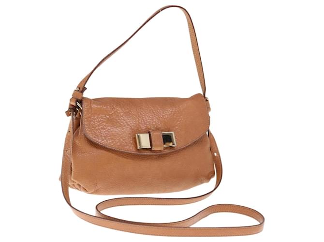 Chloe Lily Hand Bag Leather 2way Brown Auth yk10587