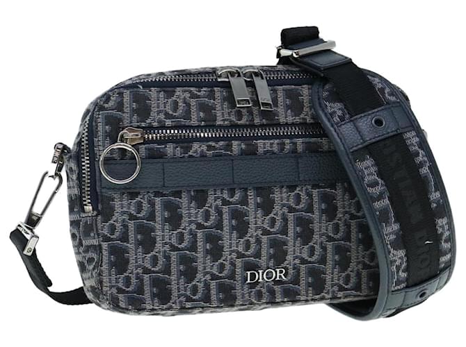 Christian Dior Trotter Canvas Shoulder Bag Navy Auth 60082A Navy blue  ref.1320257