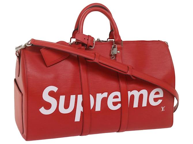 LOUIS VUITTON Epi Supreme Keepall Bandouliere 45 Bag Red M53419 LV Auth 69102S Leather  ref.1320270
