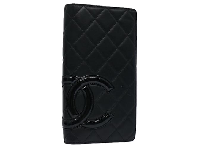 CHANEL Cambon Line Long Wallet Leather Black CC Auth ep2770  ref.1320283