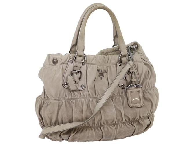 PRADA Hand Bag Leather 2way Gray Auth bs11847 Grey  ref.1320289