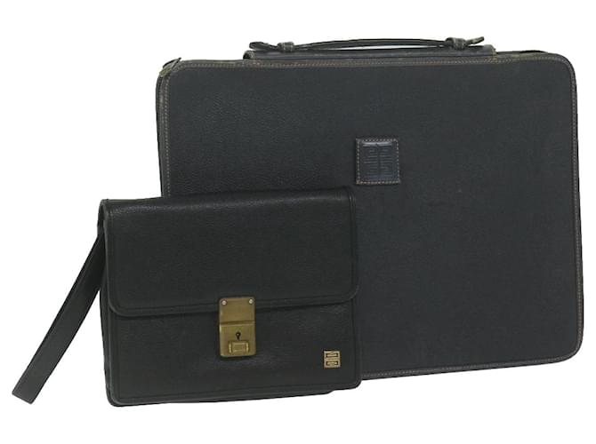 GIVENCHY Clutch Business Bag Leather 2Set Black Auth bs11229  ref.1320307