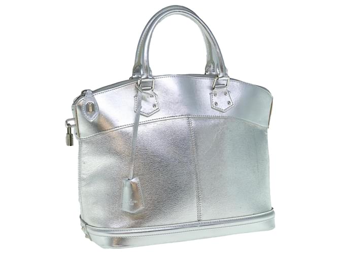 LOUIS VUITTON Suhari Lockit MM Hand Bag Leather Silver M95600 LV Auth 63369 Silvery  ref.1320322