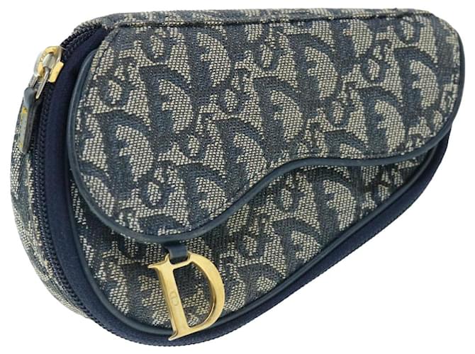 Christian Dior Trotter Canvas Saddle Pouch Navy Auth 61918 Navy blue  ref.1320326