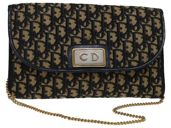 Borsa a tracolla a catena in tela Christian Dior Trotter Navy Auth 69501 Blu navy  ref.1320341