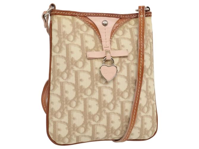 Christian Dior Trotter Romantic Shoulder Bag PVC Beige Auth 68980  ref.1320347