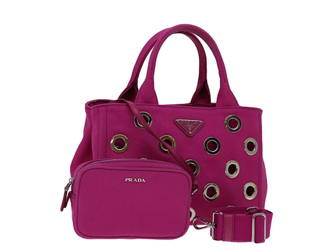 PRADA Canapa Grommet Hand Bag Canvas 2way Pink 1BG439 Auth am6007 Cloth  ref.1320379