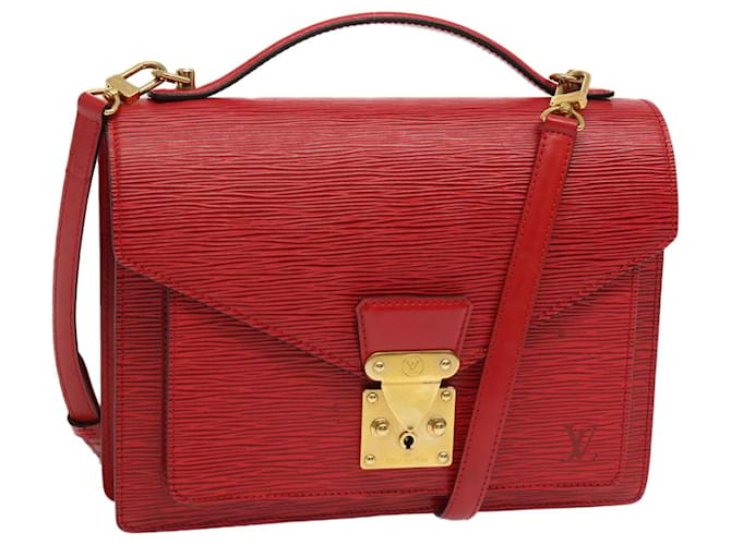 Louis Vuitton Epi Monceau 28 Bolsa de mão vermelha M40783 Autenticação de LV 69273 Vermelho Couro  ref.1320391
