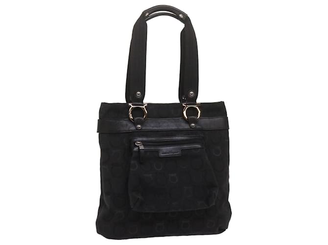 Salvatore Ferragamo Gancini Shoulder Bag Canvas Black Auth bs12704 Cloth  ref.1320395