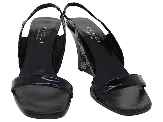GUCCI GG Canvas High Heels 36.5 C Black Auth ac2060 Cloth  ref.1320397