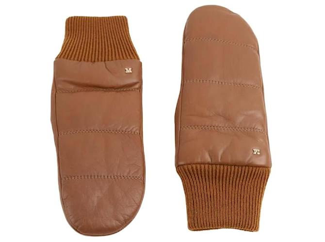Max Mara Leather mittens Brown  ref.1320430