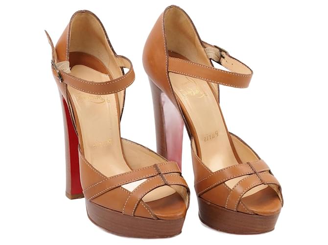 CHRISTIAN LOUBOUTIN  Heels EU 36 leather Camel  ref.1320505