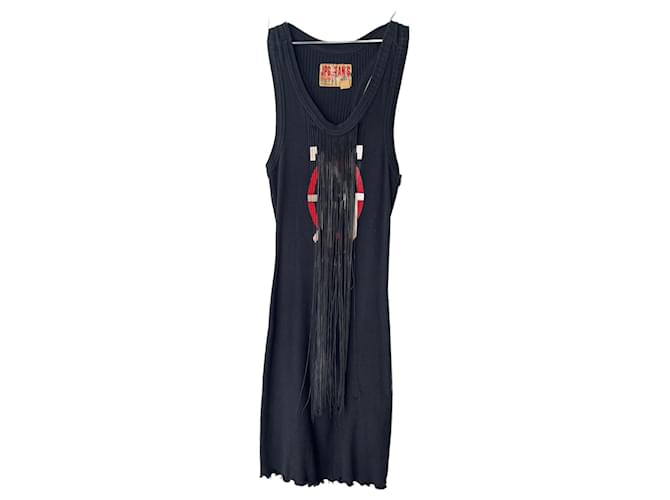 Jean Paul Gaultier – Kleid mit Fransen und Logo Baumwolle  ref.1320545