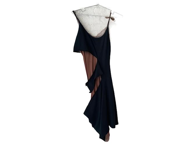 Jean Paul Gaultier Satin Slip Cut Out Dress Camel Cotton  ref.1320546