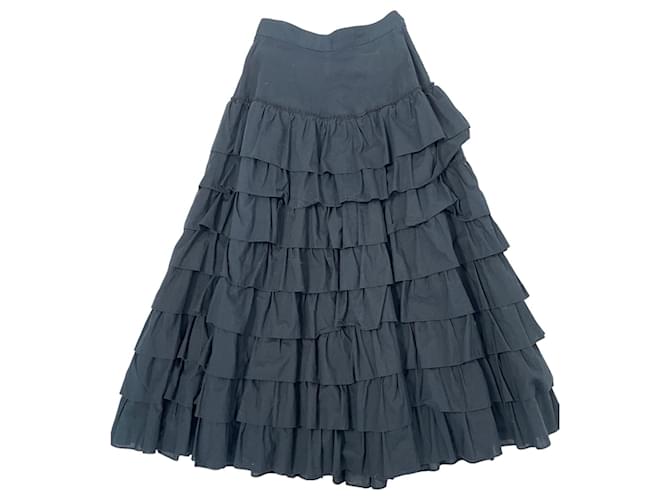 Autre Marque 1990s Anna Molinari long ruffled skirt Cotton  ref.1320582