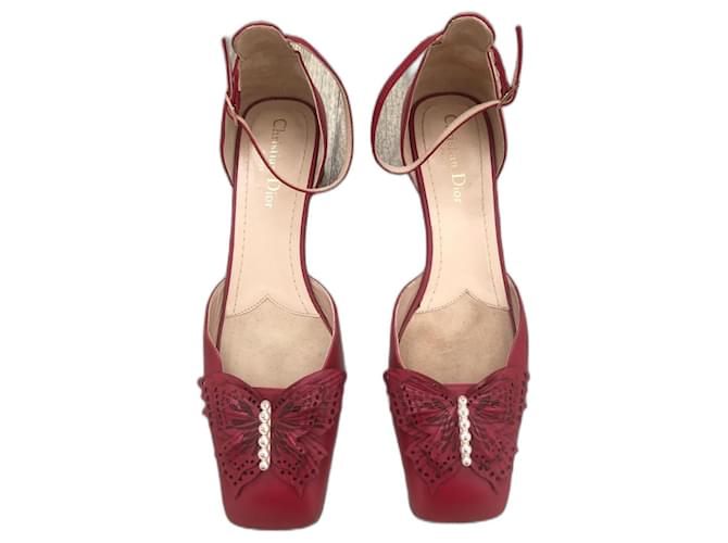 Dior Tale ballet flat Red Leather  ref.1320611