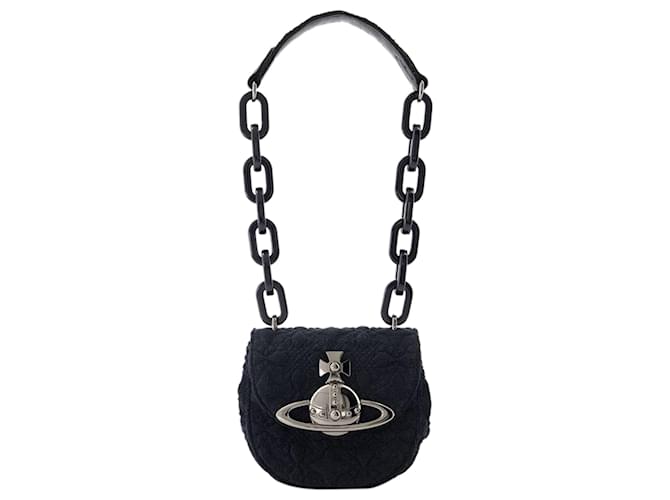 Jodie Saddle Shoulder Bag - Vivienne Westwood - Cotton - Black  ref.1320622