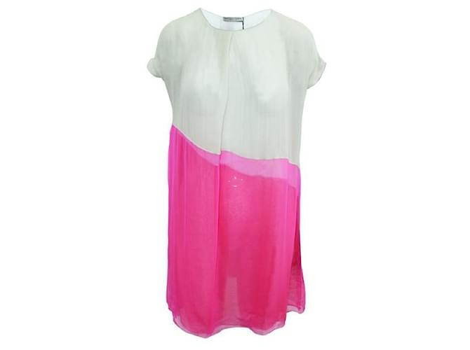 Bottega Veneta Beige und Pink Silk Dress Mehrfarben Seide  ref.1320674