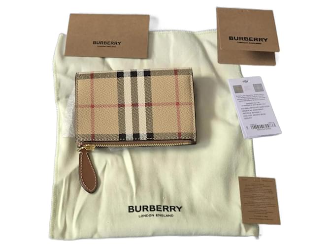 Burberry Canvas Archive Beige Wallet Light brown Leather  ref.1320687
