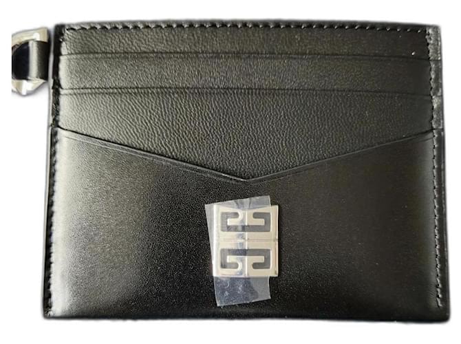 Givenchy Porte-cartes 4G en cuir Box Noir  ref.1320689