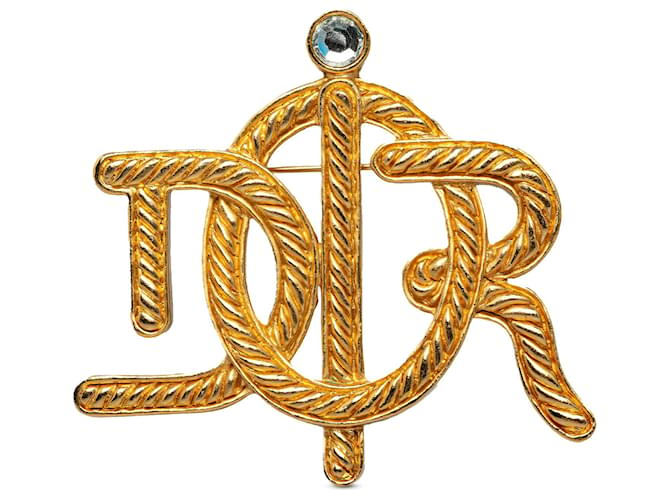 Dior Gold Insignia Gold Plated Brooch Golden Metal Gold-plated  ref.1320700