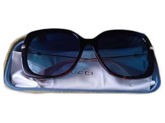 Gucci Gafas de sol Castaño Dorado Acero Plástico  ref.1320777