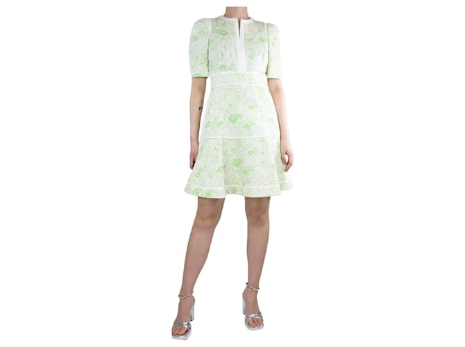 Autre Marque Green and cream floral printed dress - size UK 8 Cotton  ref.1320784