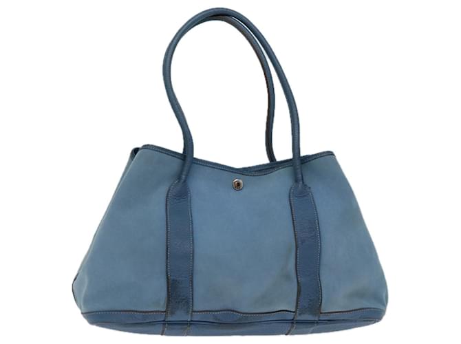 Hermès HERMES Garden Party PM Hand Bag Canvas Light Blue Auth 69609 Cloth  ref.1320844