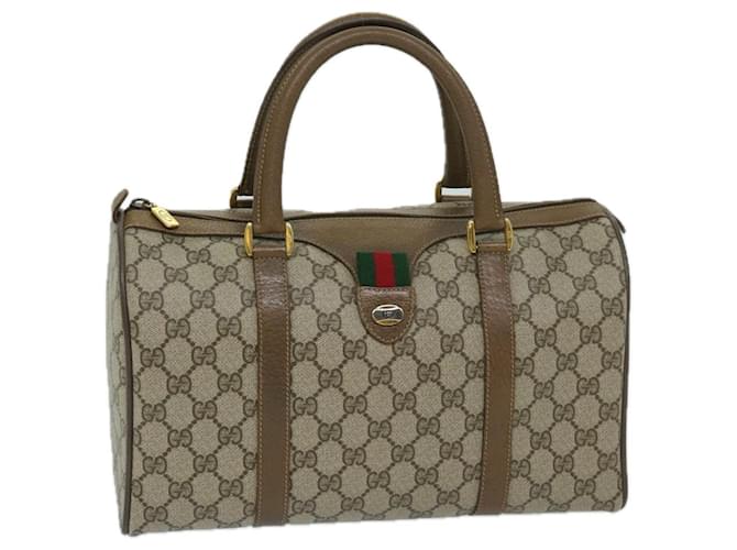GUCCI GG Supreme Web Sherry Line Hand Bag PVC Beige Red 39 02 007 auth 69337  ref.1320845