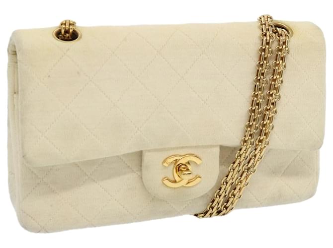 CHANEL Matelasse Chain Shoulder Bag cotton Cream CC Auth 69547A  ref.1320854