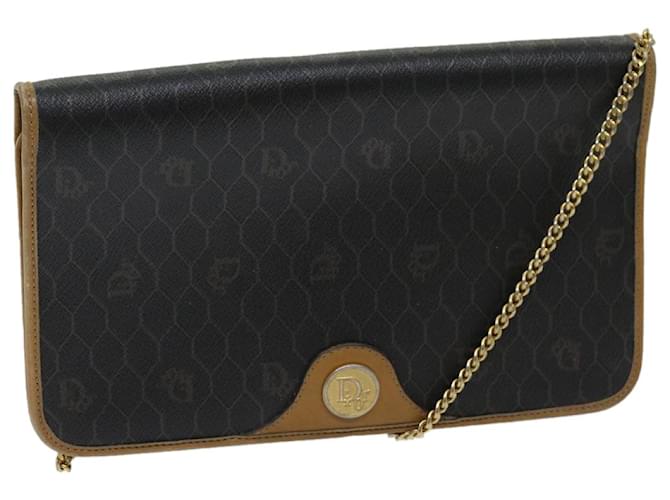 Christian Dior Honeycomb Canvas Chain Shoulder Bag PVC Black Auth ti1598  ref.1320860