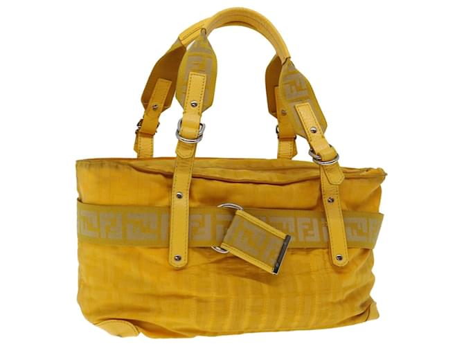 FENDI Sac à main en toile Zucca Jaune Auth ac2820  ref.1320861