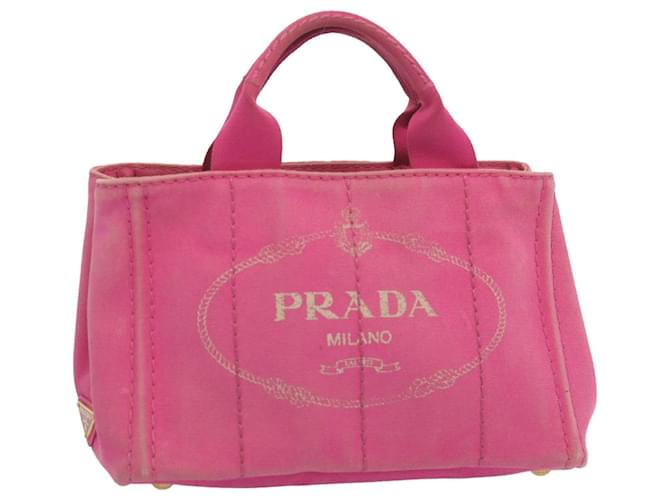PRADA Canapa PM Hand Bag Canvas Pink Auth 69334 Cloth  ref.1320894