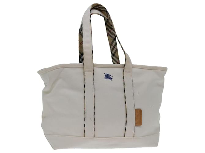 Autre Marque Burberrys Nova Check Blue Label Tote Bag Canvas White Beige Auth bs12787 Cloth  ref.1320903