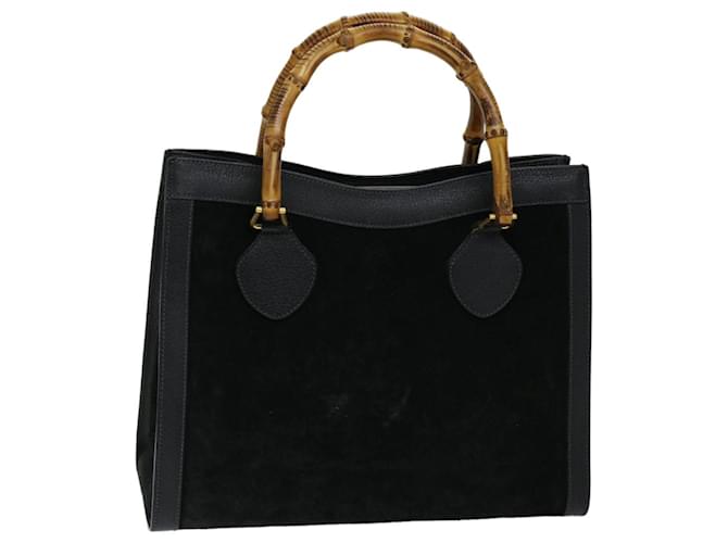 GUCCI Bamboo Tote Bag Suede Black 002 1095 0260 auth 69422  ref.1320909