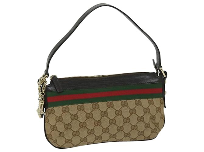 GUCCI GG Canvas WebSherry Line Shoulder Pouch Beige Red Green 145970 auth 69258  ref.1320916