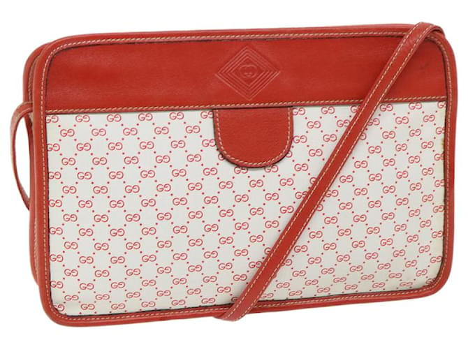 GUCCI Micro Guccissima Umhängetasche PVC Rot Weiß 37 01 5554 Auth 69266  ref.1320930