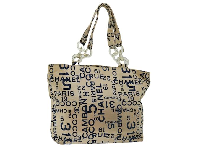 CHANEL Bysy Line Cabas Toile Beige CC Auth 69058  ref.1320947