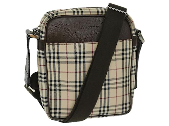 BURBERRY Nova Check Shoulder Bag Canvas Beige Brown Auth bs12772 Cloth  ref.1320953