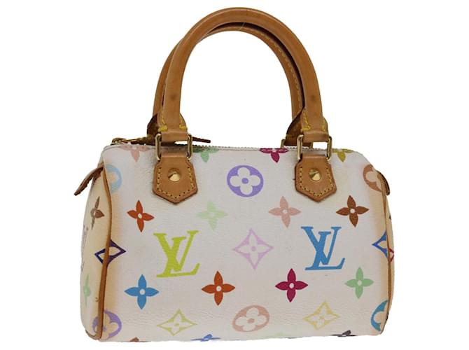Mini borsa Speedy monogramma multicolore LOUIS VUITTON bianca M92645 LV Aut 68484 Bianco  ref.1320959