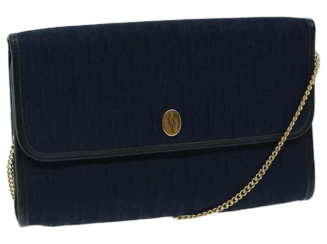 Christian Dior Trotter bolso de hombro con cadena de lona azul marino Auth ep3714  ref.1320960