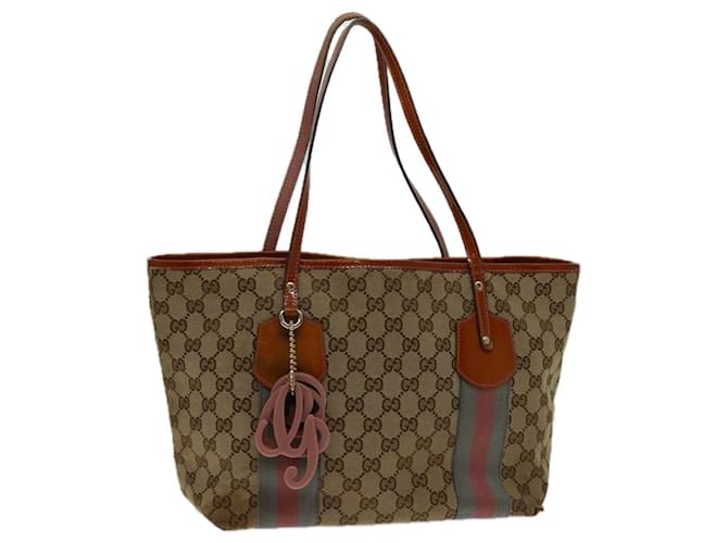 Sacola GUCCI GG Canvas Sherry Line Bege Rosa Verde 211971 auth 69644  ref.1320963