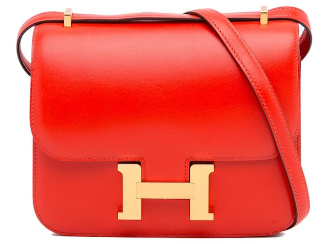 Constance Hermès HERMES HandbagsLeather Red  ref.1320992