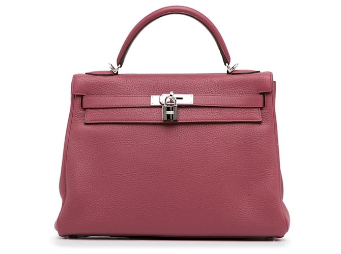 Kelly Hermès HERMES HandbagsLeather Pink  ref.1321007
