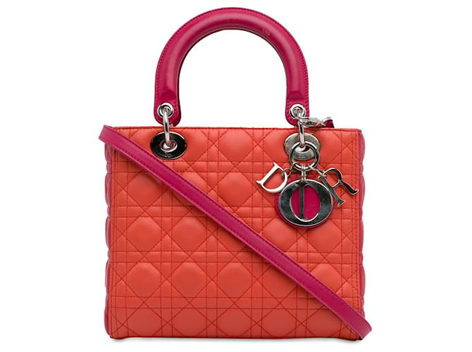 Lady Dior DIOR HandbagsLeather Orange  ref.1321009
